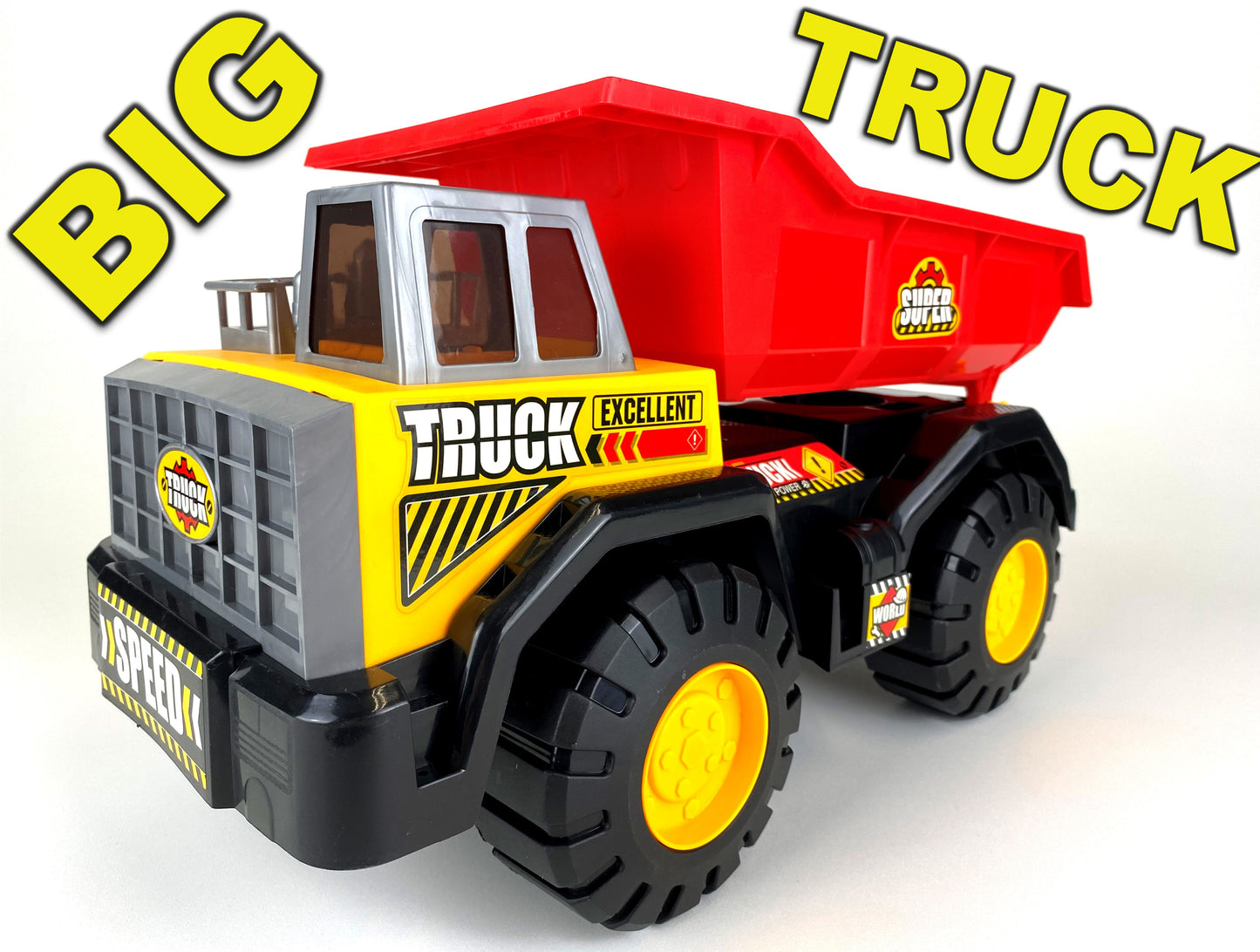 Big Dump Truck, Red and Yellow 16 inch Offroad Dump Truck