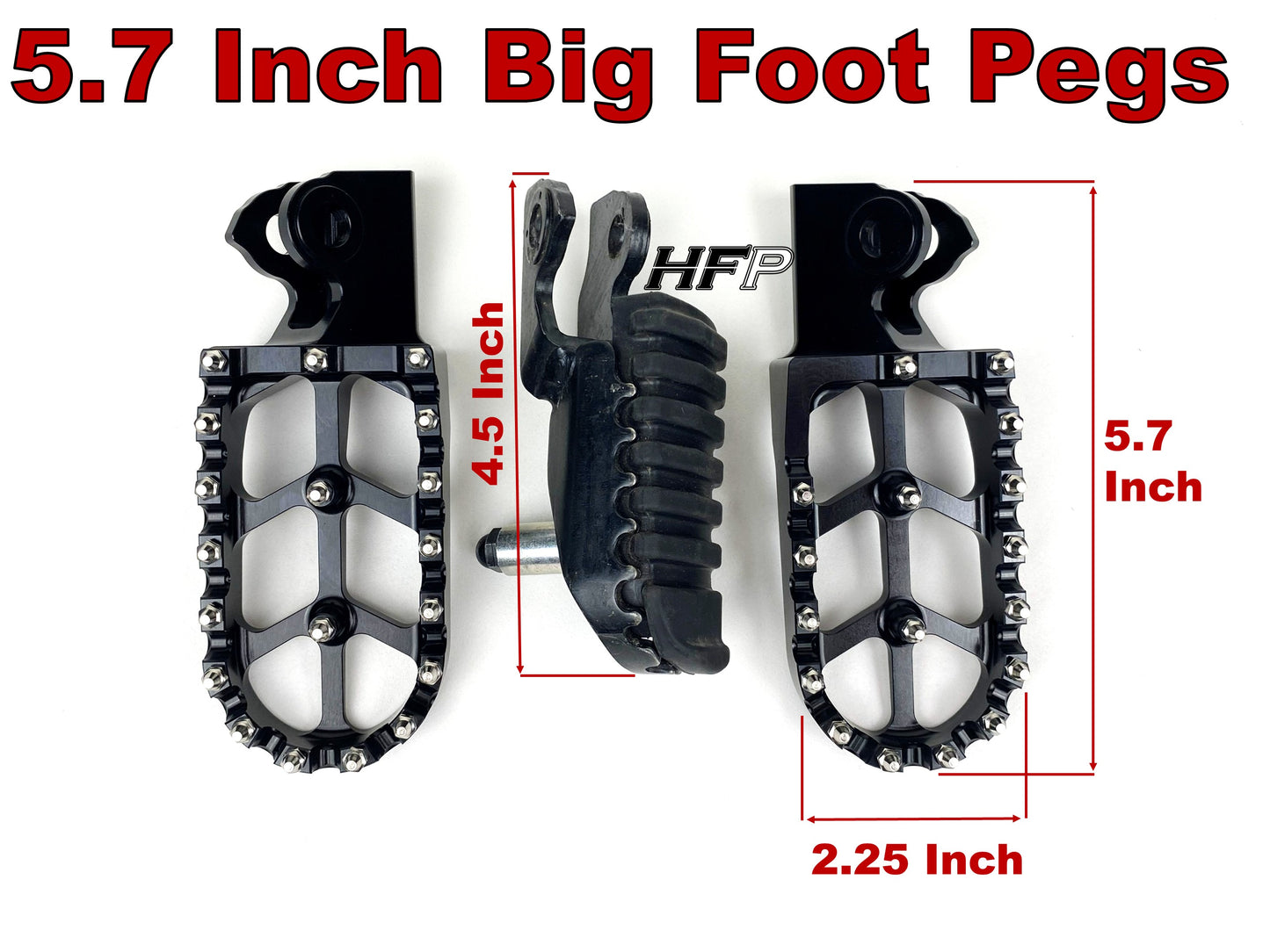 5.7 Inch Big Foot Pegs for Honda CT125 Trail and Hunter Cub. Fits years 2020 to present Honda CT 125 Trail and CT 125 Hunter Cub