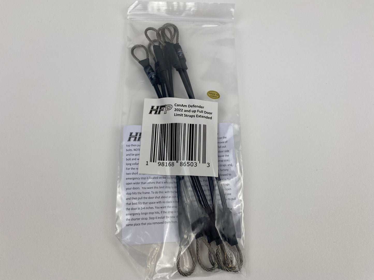 Can Am Defender Max Extended Door Cables 2022-Present HD10 NEW STYLE FULL DOORS - Longer Than OEM Cables - Full Kit Fits Four Doors - Longer Limit Straps For a Wider Door Opening